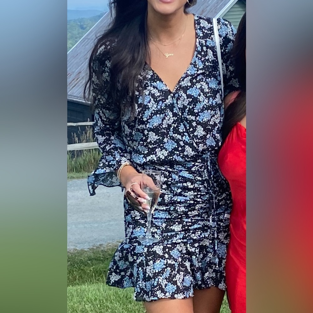 Veronica Beard Floral- Printed Ruched Dress